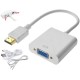 Перехідник HDMI M -> VGA F (з аудіо інтерфейсом) додаткове живлення micro USB білий RTL