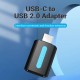 Перехідник USB 2.0 Type-C --> USB AF (OTG) Black PVC Vention