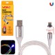 Кабель магнітний Multicolor LED VOIN USB - Lightning 3А, 1m, (швидка зарядка / передача даних) (VL-1601L RB)