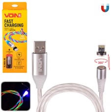 Кабель магнітний Multicolor LED VOIN USB - Lightning 3А, 2m, (швидка зарядка / передача даних) (VL-1602L RB)