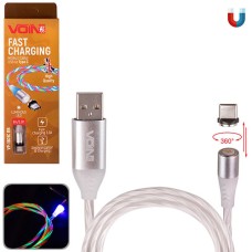 Кабель магнітний Multicolor LED VOIN USB - Type C 3А, 1m, (швидка зарядка / передача даних) (VP-1601C RB)