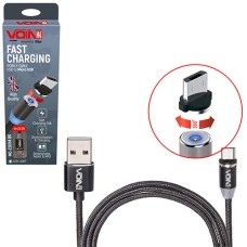 Кабель магнітний VOIN MC-2301M BK USB - Micro USB 2,4А, 1m, black (тільки зарядка) (MC-2301M BK)