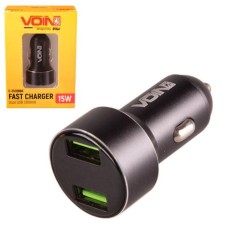 Автомобільний зарядний пристрій VOIN C-31209BK, 2USB (12/24V - 5V 3,1A) + вольтметр (C-31209BK)