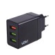 Мережевий зарядний пристрій VOIN 30W, 3 USB, QC3.0 (Port 1-5V*3A/9V*2A/12V*1.5A. Port 2/3-5V2.4A) (LC-34830 BK)