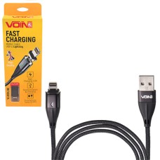 Кабель магнітний VOIN USB - Lightning 3А, 2m, black (швидка зарядка / передача даних) (VL-6102L BK)