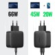 Зарядний пристрій 2xUSB 66W GAN PD (2xType-C) CD216 Ugreen PD Fast Charger Чорний