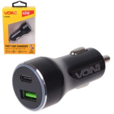 Автомобільний зарядний пристрій VOIN 45W, 1USB QC3.0 18W + 1PD 27W, 12/24V (C-45205Q)