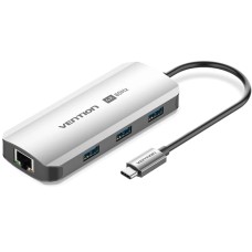 Док-станція USB3.1 Type-C --> HDMI 4K60Hz/USB 3.0x3/RJ45/PD 100W 6-in-1 Vention