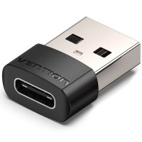 Перехідник USB 2.0 AМ --> USB Type-C (F) Black PVC Vention