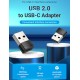 Перехідник USB 2.0 AМ --> USB Type-C (F) Black PVC Vention