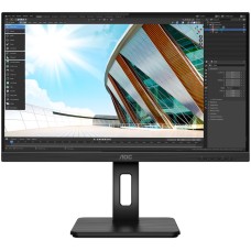 TFT 27" AOC U27P2, IPS, 4K, HDMI, DP, USB 3.2 хаб, Pivot, колонки, чорний