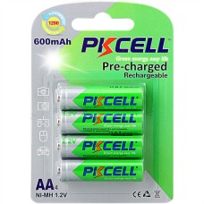 Акумулятор AA 600mAh, 1.2V Ni-MH, RTU rechargeable battery, PKCELL, 4pcs/card