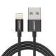 Кабель USB 2.0 AM-Lightning M, 2 м, 2.4A, Nickel Plating ABS Shell Чорний, US155 UGREEN