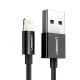 Кабель USB 2.0 AM-Lightning M, 2 м, 2.4A, Nickel Plating ABS Shell Чорний, US155 UGREEN