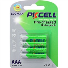 Акумулятор AAA 600mAh, 1.2V Ni-MH, RTU rechargeable battery, PKCELL, 4pcs/card