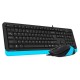 Комплект (клавіатура, миша) A4Tech F1010 Black/Blue USB