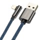 Кабель USB AM-Lightning M, 1 м, 2.4A, 90° Синій, Legend Series Elbow CACS Baseus