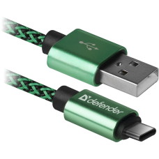 Кабель USB AM-Type-C M, 1.0 м, зелений, 09-03T PRO Defender