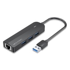 Хаб USB 3.0 -> 3хUSB 3.0/RJ45 Gigabit чорний Vention