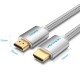 Кабель HDMI M - M,15.0 м, V2.0, 4K обплетення, Silver Metal Type Vention