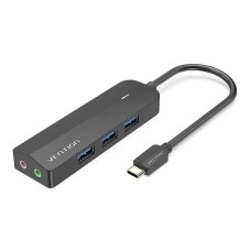 Хаб USB 3.1 Type-C -> 3xUSB 3.0+MicroUSB+3.5mm Sound Adapter чорний Vention