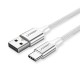 Кабель USB 2.0 AM-Type-C M, 1 м, 3.0A, (18W) Nickel Plating Aluminum Braid Білий, US288 UGREEN