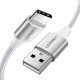 Кабель USB 2.0 AM-Type-C M, 1 м, 3.0A, (18W) Nickel Plating Aluminum Braid Білий, US288 UGREEN