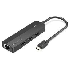 Хаб USB 3.1 Type-C -> 3xUSB 2.0+MicroUSB+RJ45 100M Ethernet чорний Vention