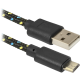 Кабель USB AM-micro BM, 1.0 м, чорний, USB08-03T обплетення Defender