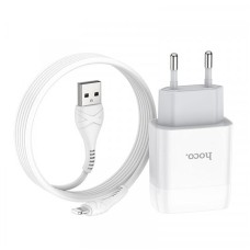 Зарядний пристрій Hoco C72A Glorious (1USB, 2.1А) White (6931474712998) + кабель Lightning