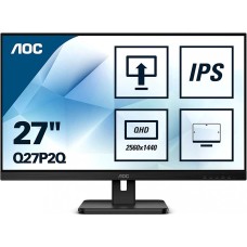 TFT 27" AOC Q27P2Q, IPS, QHD, VGA, HDMI, DP, USB 3.2, Pivot, колонки, чорний