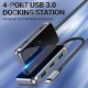 Хаб USB 3.1 Type-C -> 4хUSB 3.0/PD 87W 5-in-1 Gray Mirrored Surface Vention