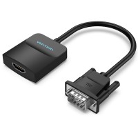 Перехідник VGA 15F --> HDMI M, 1080P 60Hz, 3,5мм Audio, кабель 0,15м Vention