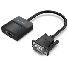 Перехідник VGA F -> HDMI M, 1080P 60Hz, 3,5мм Audio, кабель 0,15м Vention