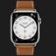 Apple Watch Series 8 45mm Hermès Silver Stainless Steel Case with Fauve Single Tour Deployment Buckle