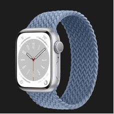 Apple Watch Series 8 41mm Silver Aluminum Case with Slate Blue Braided Solo Loop