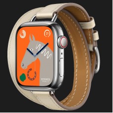 Apple Watch Series 8 41mm Hermès Silver Stainless Steel Case with Béton Attelage Double Tour