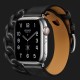 Apple Watch Series 8 41mm Hermès Silver Stainless Steel Case with Noir Gourmette Double Tour