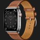 Apple Watch Series 8 45mm Hermès Silver Stainless Steel Case with Gold H Diagonal Single Tour