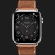 Apple Watch Series 8 45mm Hermès Silver Stainless Steel Case with Gold H Diagonal Single Tour