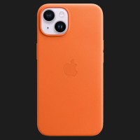 Оригінальний чохол Apple Leather Case with MagSafe для iPhone 14 (Orange) (MPP83)