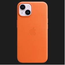 Оригінальний чохол Apple Leather Case with MagSafe для iPhone 14 (Orange) (MPP83)