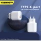 Мережевий зарядний пристрій Denmen DC26 (2USB) PD20W+QC3.0 White (DC26-WH)