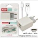 Мережевий зарядний пристрій XO L65 (2USBх2.4A) White (L65-M-WH) + кабель microUSB