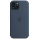 Оригінальний чохол Apple Silicone Case with MagSafe для iPhone 15 (Storm Blue) (MT0N3)