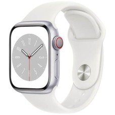 Apple Watch Series 8 41mm GPS + LTE, Silver Aluminum Case with White Sport Band (MP4A3)