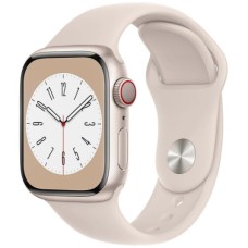 Apple Watch Series 8 41mm GPS + LTE, Starlight Aluminium Case with Starlight Sport Band (MNHY3)