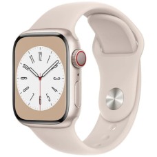 Apple Watch Series 8 45mm GPS + LTE, Starlight Aluminium Case with Starlight Sport Band (MNK73)