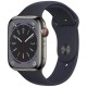 Apple Watch Series 8 45mm GPS + LTE, Graphite Stainless Steel Case with Midnight Sport Band (MNKU3)