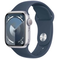 Apple Watch Series 9 41mm Silver Aluminum Case with Storm Blue Sport Band M/L (MR913)